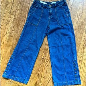 Anthropologie Pilcro & the Letterpress Wide Leg Crop Jeans with snap details